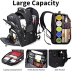 SHRRADOO Extra Large 50L Travel Laptop Backpack with combination lock, College Backpack Airline Approved Business Work Bag Fit 17 Inch Laptops for Men Women,Grey