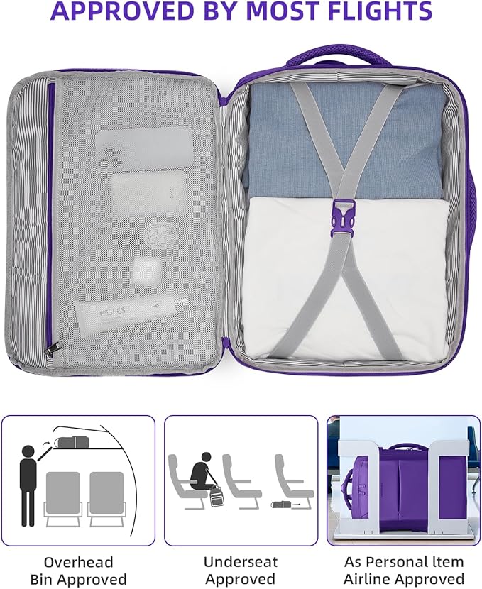 LARVENDER Carry on Luggage 22x14x9 Airline Approved, Expandable 20 Inch Hardside Large Suitcase with Wheels TSA Lock, Lightweigh PC+ABS Travel Carry-on Suitcases for Women and Men, Midnight Berry
