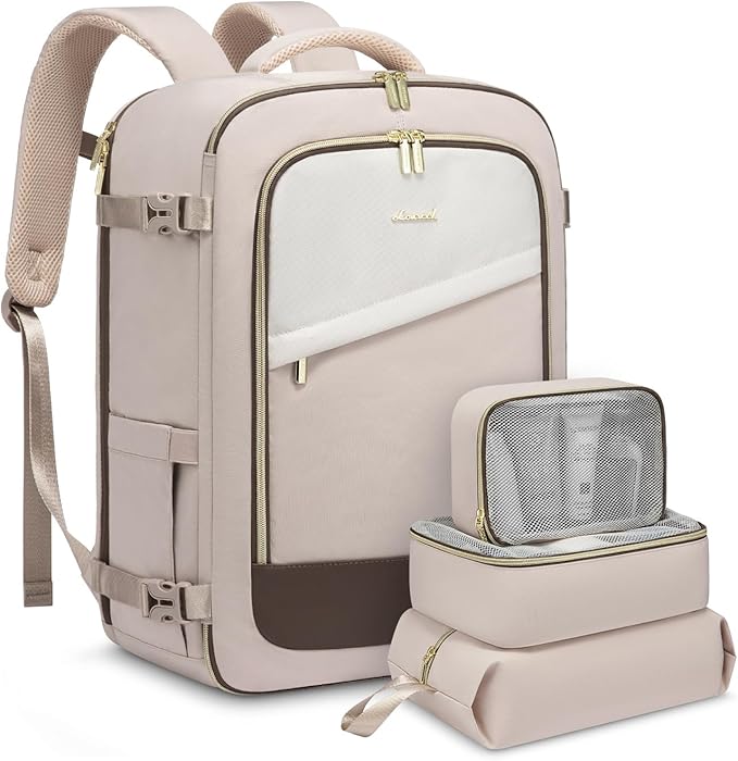 LOVEVOOK Travel Backpack for Women, 40L Carry On Backpack for Airplanes, Personal Item Bag for Airlines Fits 17 inch Laptop, TSA Approved Luggage with 3 Packing Cubes,Waterproof Weekender Gym Backpack