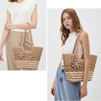 Trifabricy Beach Bags for Women, Summer Straw Bag, Woven Straw Beach Tote Bag Shoulder Handbags