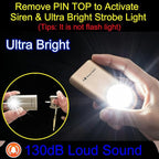 130dB Personal Safety Alarm Ultra Bright Strobe Light. Loud Sound Keychain Siren for Women, School Children, Night Runners, Hiking. Bear Alarm Deterrent. SOS Emergency Self Defense Alerts. Gold