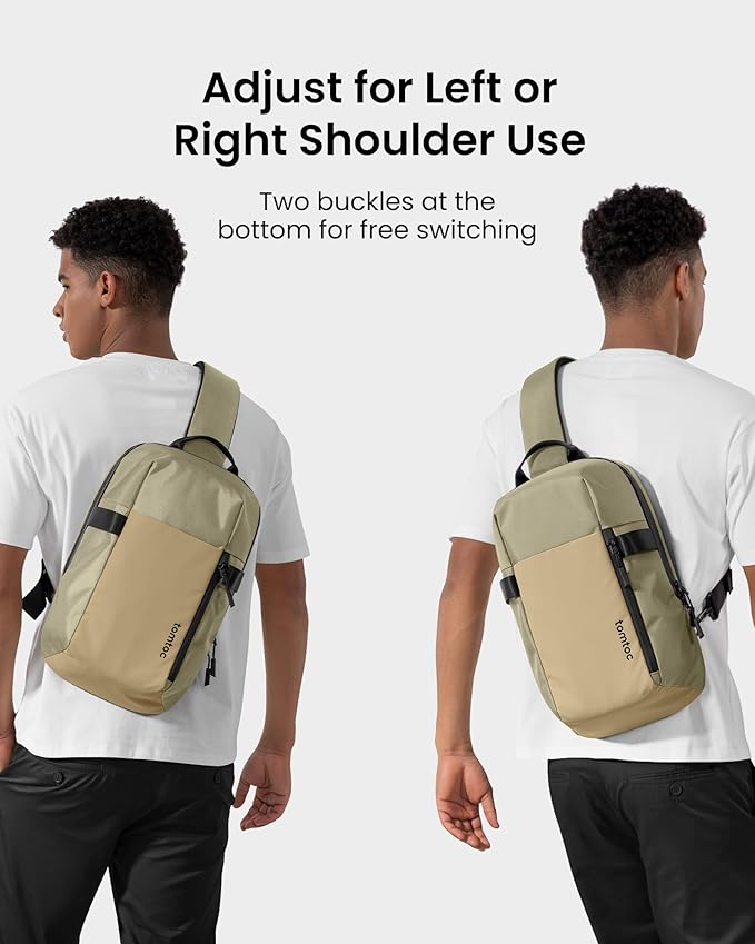 tomtoc 7L Sling Backpack Crossbody Bag for Men Women, EDC Daypack Chest Shoulder bag for 14-inch MacBook Pro M5 Pro/Max, 13" MacBook Air, 13" iPad Air M4/Pro M5, Organized, Daily Use, Work, Travel-S