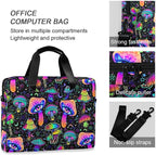 Magic Mushrooms Laptop Bag 15.6 inch, Waterproof Laptop Case with Strap, Protective Laptop Carrying Case for Women & Men