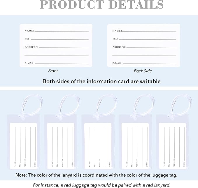 50 Pack Luggage Tags for Suitcases, Airplane Travel Essentials for Flying, International Travel Must Haves, and Luggage Accessories by Sodsay
