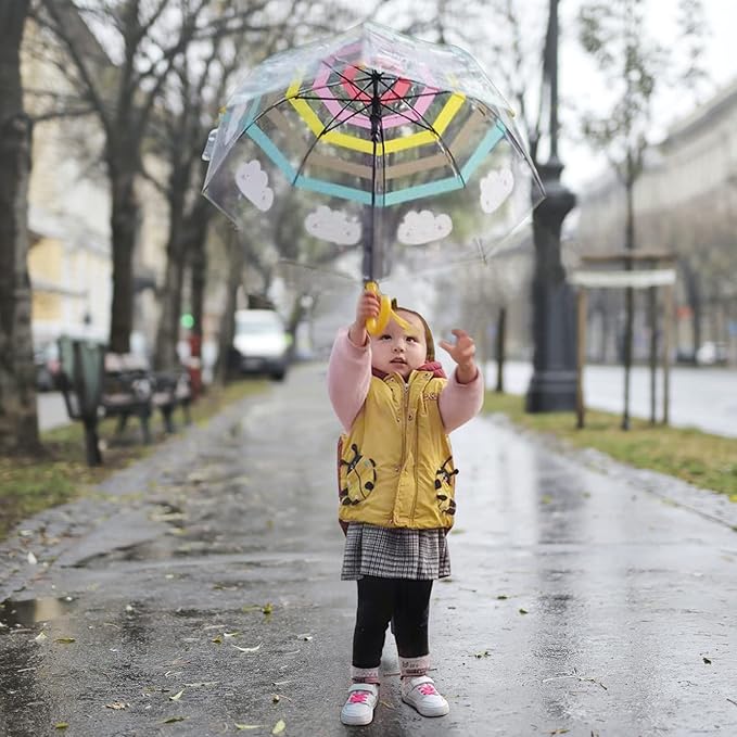 Kids Clear Umbrella for Rain Dome Bubble Umbrellas Windproof for Kids Boys and Girls