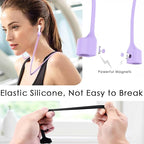 Mooyavia 1 Pack Ultra Strong Magnetic AirPod Straps, Soft Silicone Anti-Lost Neck Lanyard Compatible with AirPods Pro 3rd 2025, AirPod 4th, AirPod Pro 2nd/1st, Air Pod 3rd, Air Pod 2nd/1st-Purple