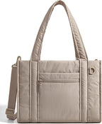 BAGSMART Boxy Tote Bag for Women, Crossbody Bag with Zipper, Crush Bow Purses for Travel Work College
