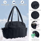 Dog Travel Bag for Supplies, Airline Approved Pet Travel Organizer with 2 Food Containers & Collapsible Bowls, Large Capacity Dogs Tote Bag for Weekend, Stylish Dog Mom Gift for Pet Lovers