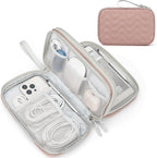 FYY Electronic Organizer, Large Travel Cable Organizer Bag Pouch Electronic Accessories Carry Case Portable Waterproof Double Layers All-in-One Storage Bag for Cable, Cord, Charger, Pattern Pink