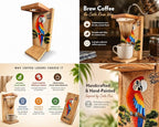 Tapanti store.Chorreador,Costa Rican handcrafted foldable wooden pour-over coffee maker.Includes a reusable cloth filter.Hand painted Macaw wooden design.Light Cedar.Perfect for travel (Red)