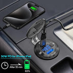 High Voltage USB Outlet 12V 24V 36V 48V 60V Aluminum Car Charger Socket, PD 30W USB C and QC 36W Car USB Port Waterproof Cigarette Lighter Power Adapter DIY Kit with Button Switch for Ship Truck, etc.