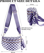 Black and White Checkered Crossbody Bag Bum Bag for Women,Spacious Checkered Purse Fanny Packs Belt Bag