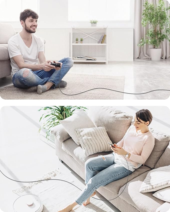 SUNGUY Long USB C Cable 15FT, 3A USB to USB Type C Cable Fast Charging USB 2.0 Nylon Braided Cord for iPhone16/15 Pro Max Plus, Samsung Galaxy S23/S22/S21, Google, Camera, USB C Devices