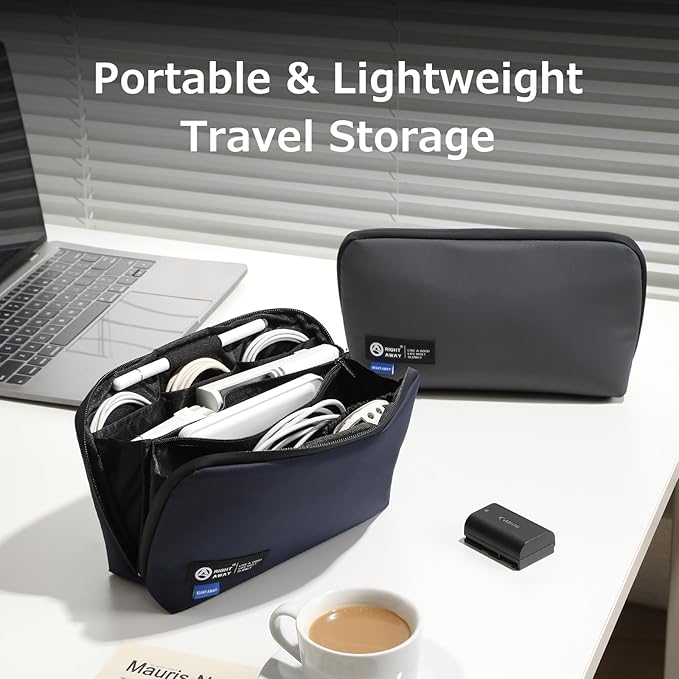 RIGHT AWAY Travel Tech Pouch，Waterproof Cord Case，Electronics Organizer Travel Case，Cable Organizer Storage Bag For Phone, Charger, Accessories(Dark Gray)
