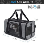 Wakytu Pet Carrier for Small Cats Dogs, Dog Carrier Travel Bag with Adequate Ventilation, 5 Mesh Windows, 3 Entrance, Locking Safety Zippers, Padded Shoulder and Carrying Strap, Medium