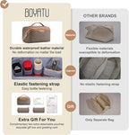BOYATU Travel Makeup Bag Organizer Cosmetic Bag: 3 Pcs Set Make up Bags for Women with Handle - Waterproof Vegan Leather Toiletry Bags Travel Essentials Pouch with Compartments (A-02-Grey)
