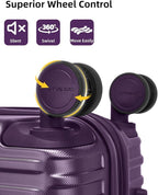 LARVENDER Carry on Luggage 22x14x9 Airline Approved, Expandable 20 Inch Hardside Suitcase with Wheels TSA Lock, PC+ABS Lightweight Carry on Suitcases for Women and Men, Royal Purple (20/DB/TB)