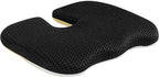 Gooo&Ma Office Chair Cushion - Air Fiber Seat Cushion for Tailbone Pain Relief, Breathable Cooling U-Shape Desk Chair Pad for Car & Gaming, Ergonomic Memory Foam Alternative Washable(Black)