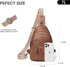 LATMAP 7L Sling Bag For Women Men Backpack Fanny Pack Crossbody Chest Travel Shoulder Belt Bags Purse Handbag PU Leather