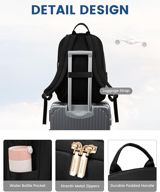 LOVEVOOK Laptop Backpack for Women, 17.3 Inch Business Backpack Purse, Large Capacity Casual Daypack, Work Computer Backpack, Travel Backpack for College, Black