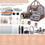 Wogarl 4PCS Weekender Bags for Women Large Overnight Weekend Travel Duffel Carry on Shoulder with Shoe Compartment Canvas Toiletry Bag for Travel Business Gym