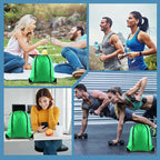 PLULON 15 Pcs Green Drawstring Bags Drawstring Backpack Bulk, String Backpack Cinch Sack Sport Gym Bags for Yoga Traveling Outdoor Sports