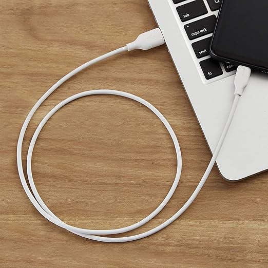 Amazon Basics USB-C to USB-A 2.0 Fast Charging Cable, 480Mbps Data Transfer Speed, USB-IF Certified, for Apple iPhone 16/15, iPad, Samsung Galaxy, Tablets, Laptops, 3 Foot, White (Pack of 2)