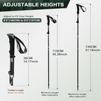AISUNOURDOOR Lightweight Adjustable Trekking Poles, Aluminum Collapsible Travel Hiking or Walking Sticks for Women Children, with One Disposable Raincoat