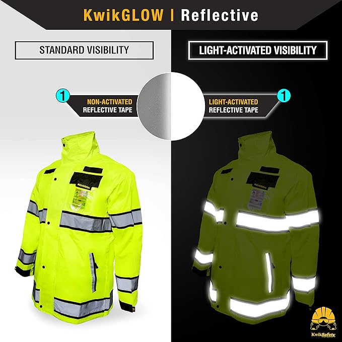 KwikSafety - Charlotte, NC - TORRENT Rain Jacket & Trench Coat ANSI OSHA Class 3 High Visibility Jacket Hi Vis Rain Gear