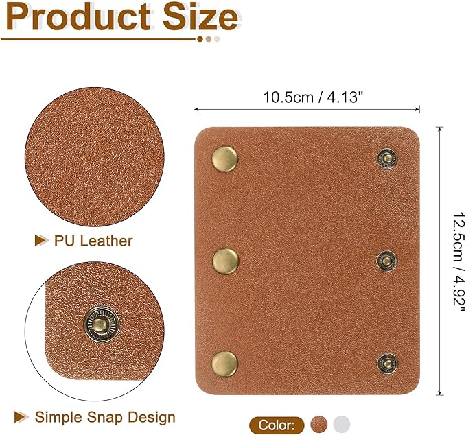 uxcell 4Pcs Handbag Handle Cover, PU Leather Luggage Handle Wraps, Luggage Grip Protector for Purse Tote Bag Suitcase, Light Brown/Light Gray