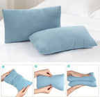 Marrywindix Tiny Pillow 2 Pack Small Decorative Pillow 9.5 x 5.5 in Tiny Travel Pillows Soft Pet Pillow for Camping Travel Sleeping Bed Sofa Neck Knee Wrist Support (Blue)