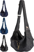 Noah & Paw Dog Sling Carrier for Small Dogs 3-10lb, Dog Sling for Small Dogs and Cats, Dog Carrier with Adjustable Padded Strap, Premium Denim, Lined with Fur, Double Safety Feature, Machine Washable