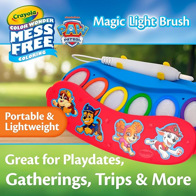 Crayola PAW Patrol Color Wonder Magic Light Brush – Mess Free Painting Kit for Kids with Lightup Brush, Gift for Toddlers, Preschool Art Activities, Ages 3+