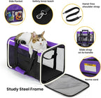 Conlun Cat Carrier Bag,Soft-Sided Pet Carriers for Dogs with 4-Sided Mesh,Airline Approved Cat Transport Carrier for Small&Medium Cats Kitten Puppy Up to 15LB,Collapsible Cat Travel Carrier-M,Purple