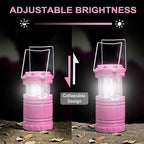 LED Pink Camping Lanterns, Portable Camping Lights, Outdoor Handled Lamps, Essential Emergency Lights for Power Outages, Hiking, Hurricane