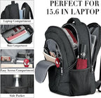 BIKROD Travel Laptop Backpack for Men and Women, Backpacks for School Teen Boys, Business Anti Theft Slim Sturdy Back Pack Adult Computer Bag Gift 15.6 IN Laptop, Black