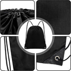 Grneric Black Drawstring Bags 28 PCS Drawstring Backpack Bulk String Backpack Cinch Bag Sackpack for Men Women Gym (Black)