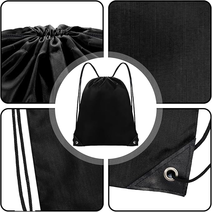 Grneric Drawstring Backpack Bulk 70Pcs String Backpack Drawstring Bags Cinch Bag Sackpack for Men Women Gym(Black)