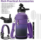 DYSANKY Insulated Water Bottle | Thickened Stainless Steel Vacuum Metal | Portable Sports Water Jug for Gym and Hiking with Straw, Carrier Bag, Handle Strap | BPA-Free 32 oz