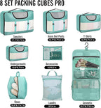 8 Set Packing Cubes for Travel Essentials, Suitcase Organizer Bags in 4 Sizes, Carry-On Luggage Accessories with Laundry Bag, Airplane Must Have, Gifts for Women Men