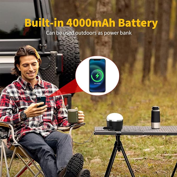 YINGWOND LED Camping Lantern Rechargeable 1000LM,4 Modes,Portable Tent Light Built-in 4000mAh Battery,Waterproof Emergency Light for Hurricane,Outdoors,Hiking,Outages