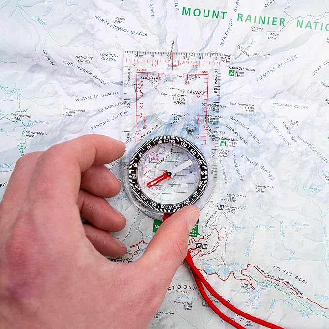 Sun Company ProMap - Ultra Lightweight Baseplate Map Compass with Declination Scale - Accurate Orienteering Compass for Hiking, Backpacking, Camping, and Survival Navigation