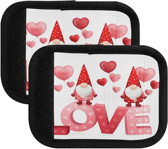 2 Pack Valentines Dwarf Luggage Handle Wrap, Detachable Luggage Tag, Neoprene Suitcase Wrap with Comfort Grip & Bright Identifier for Suitcase, Travel Bag, Sports Bag