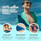 Nova Blue Tuna Fish Beach Towel (34 X 63) – Blue Striped Cotton Beach Towels Made from 100% Cotton – Quick Drying Pool Towel with Tropical Design – Beach Towel Large Oversized