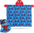 Spider-Man Spiderman Travel Blanket and Pillow for Kids, Boys - Bundle Blanket with Hood, Cloud Pillow, Tattoos, More | Spiderman Travel Accessories Set