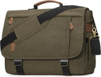 RAINSMORE Messenger Bag for Men 17-17.3 Inch Laptop Bag Water-resistant Canvas Computer Shoulder Bag Office Work Briefcase Large Casual Satchel Bags for Men Bookbag for College, OliveDrab