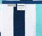 COTTON CRAFT Hooded Beach Towel – Oversized 39 x 68 Towel with Hood for Adults - 100% Ringspun Cotton Velour Terry Towel - 450 GSM - Super Soft Plush Absorbent Quick Dry Bath Wrap – Cabana Stripe Blue