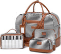 Wogarl 4PCS Weekender Bags for Women Large Overnight Weekend Travel Duffel Carry on Shoulder with Shoe Compartment Canvas Toiletry Bag for Travel Business Gym