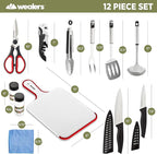 Wealers Camp Kitchen Cooking Utensil Set Travel Organizer Grill Accessories Portable Compact Gear for Backpacking BBQ Camping Hiking Travel Cookware Kit Water Resistant Case