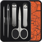 Konovo 5-Piece Nail Clippers Set, Stainless Steel Manicure Set, Travel Nail Grooming Kit for Men & Women, Toenail & Fingernail Clippers